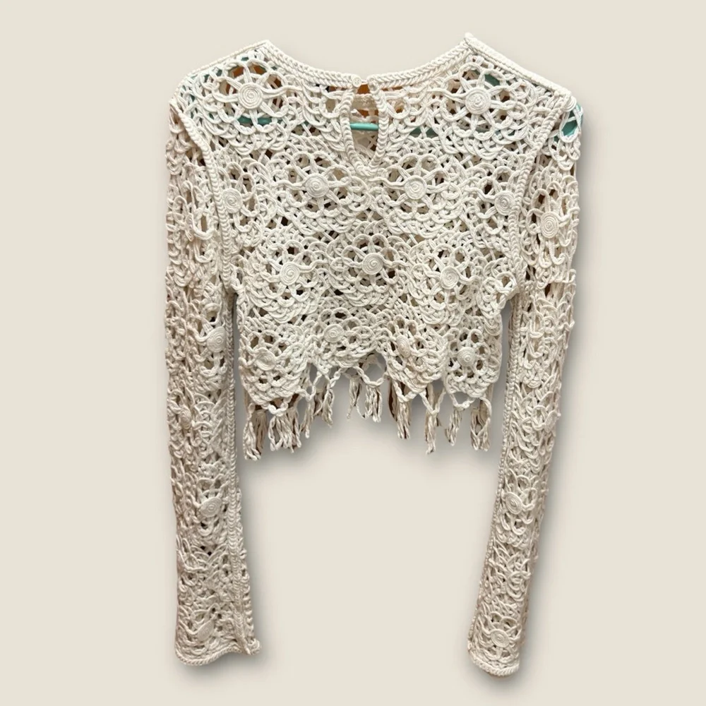 Forever 21 Cream Crochet Lace Cropped Top - Picture 2 of 3